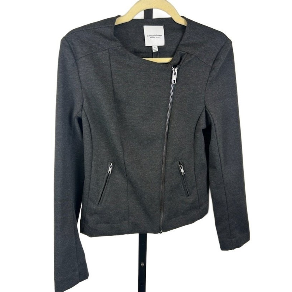 Catherine Malandrino Moto Jacket Women's Size Small Gray Full Zip